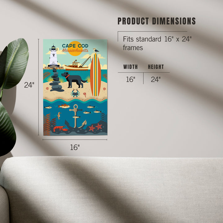 Cape Cod, Massachusetts, Geometric, Beach and Lighthouse, Art & Giclee Prints