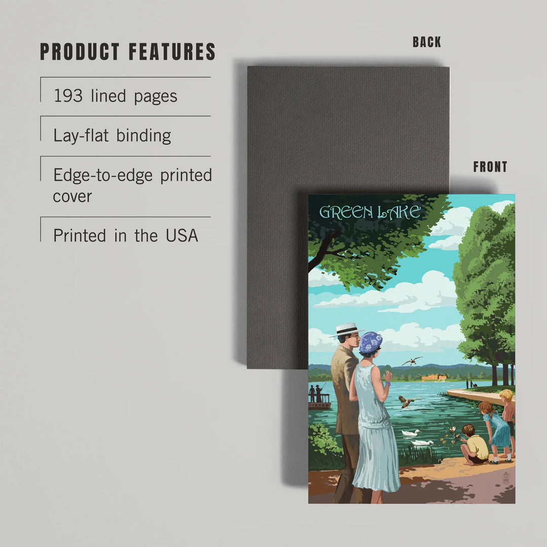 Lined 6x9 Journal, Seattle, Washington, Green Lake Pathway, Lay Flat, 193 Pages, FSC paper