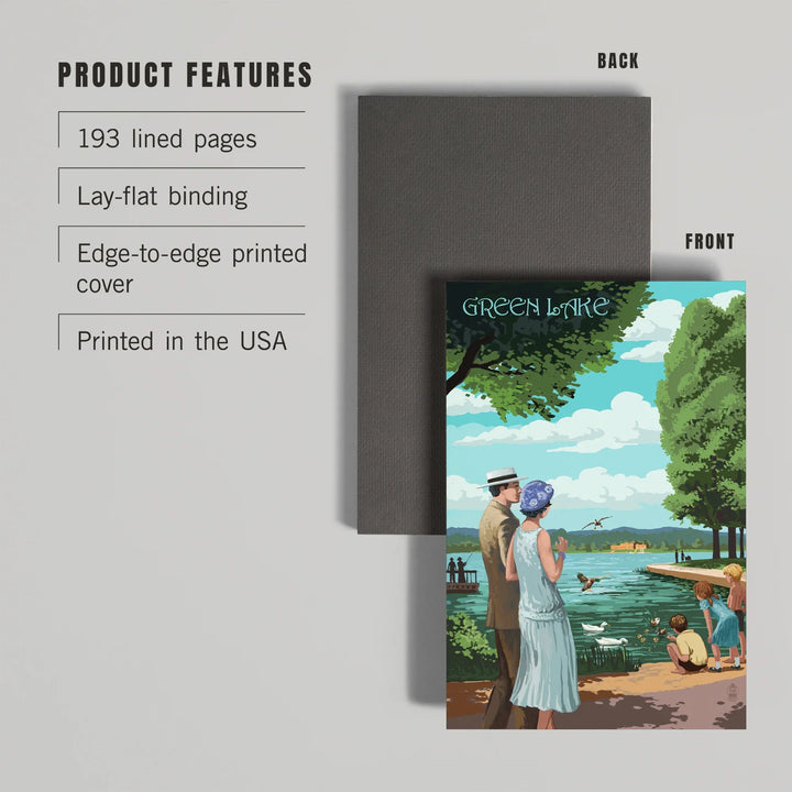 Lined 6x9 Journal, Seattle, Washington, Green Lake Pathway, Lay Flat, 193 Pages, FSC paper