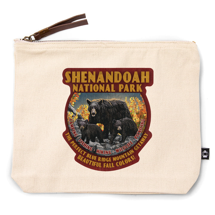 Shenandoah National Park, Virginia, Black Bears, Vintage Sign, Contour, Lantern Press Artwork, Accessory Go Bag
