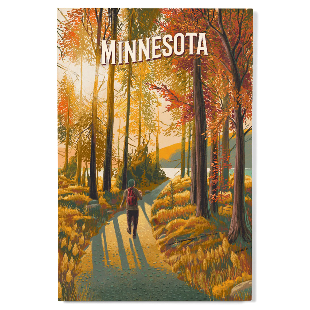 Minnesota, Walk In The Woods, Day Hike, Wood Signs and Postcards - Lantern Press