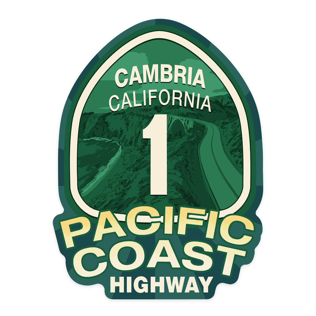 Cambria, California, Pacific Coast Highway 1, Contour, Vinyl Sticker