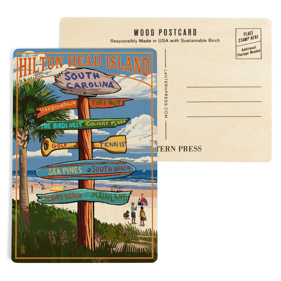 Hilton Head Island, South Carolina, Destinations Sign, Wood Sign and Postcards