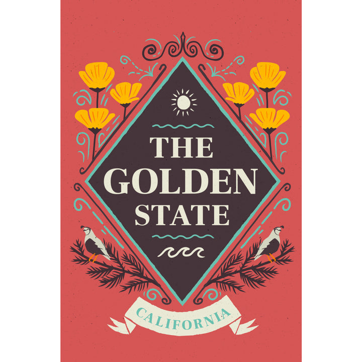 California, State Motto Crest, State Series, Stretched Canvas