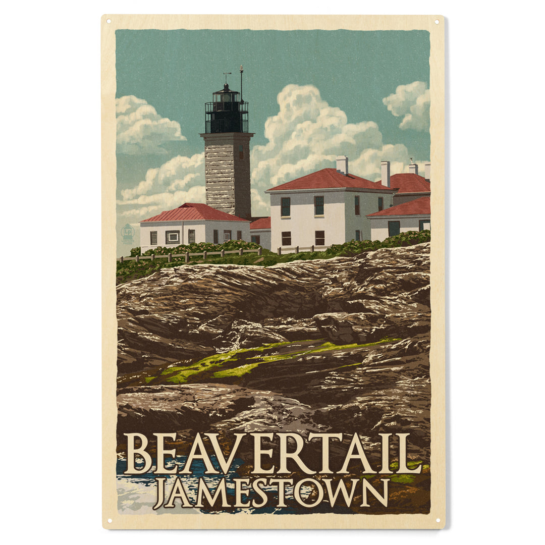 Jamestown, Rhode Island, Letterpress, Beavertail, Wood Sign and Postcards
