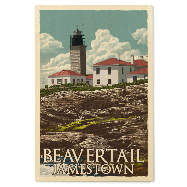 Jamestown, Rhode Island, Letterpress, Beavertail, Wood Sign and Postcards