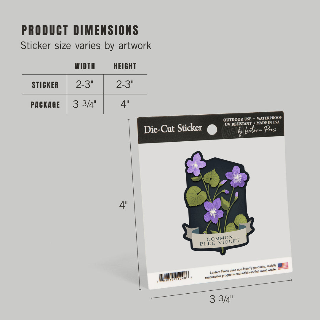 Vintage Flora Noir, Common Blue Violet, Vinyl Sticker