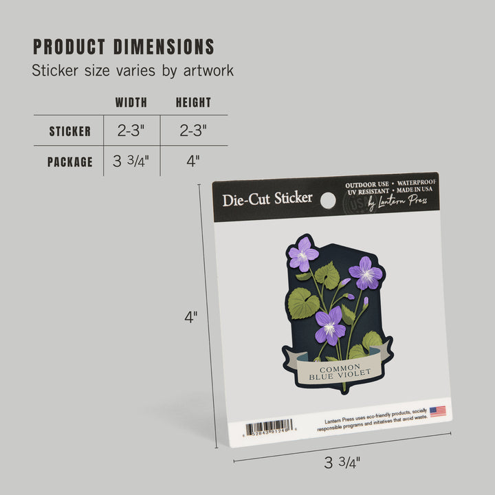 Vintage Flora Noir, Common Blue Violet, Vinyl Sticker