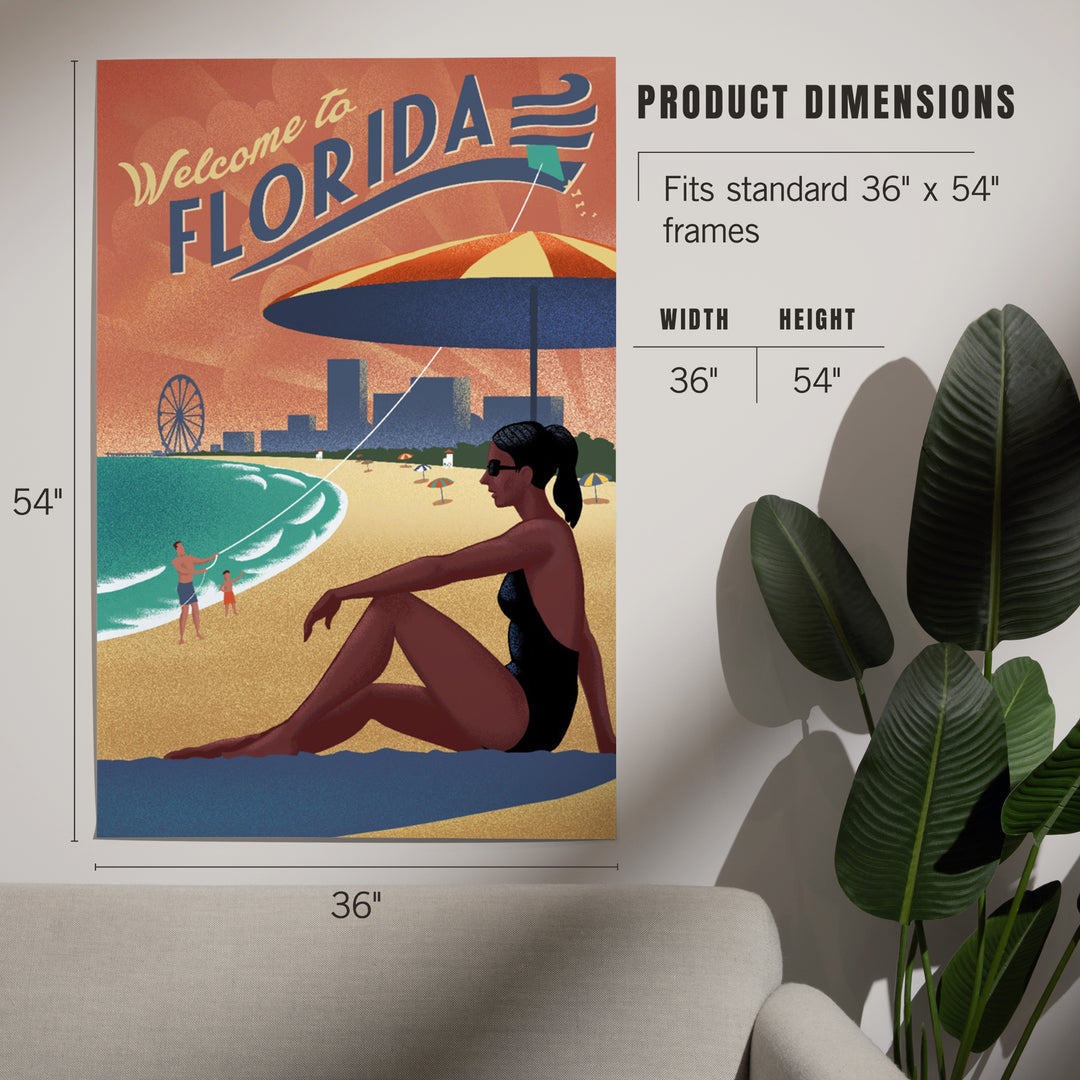 Florida, Beach Scene, Lithograph, Art & Giclee Prints