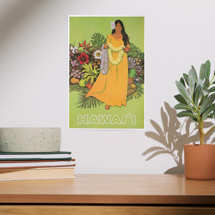 Hawaii, Welcome with Lei, Art & Giclee Prints