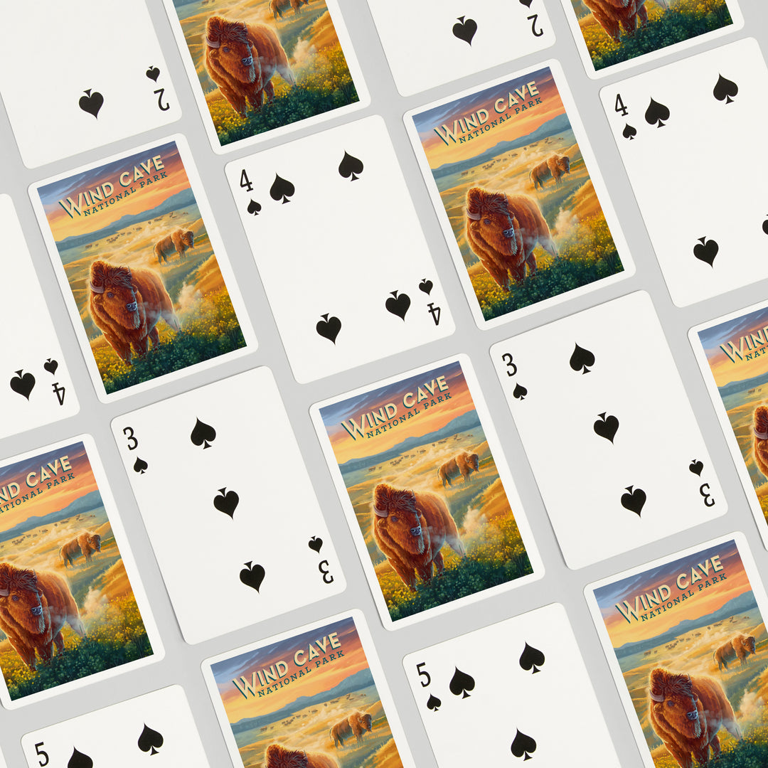 Playing Cards, Wind Cave National Park, South Dakota, Oil Painting, 52 Card Deck with Jokers in Box, Unique Art