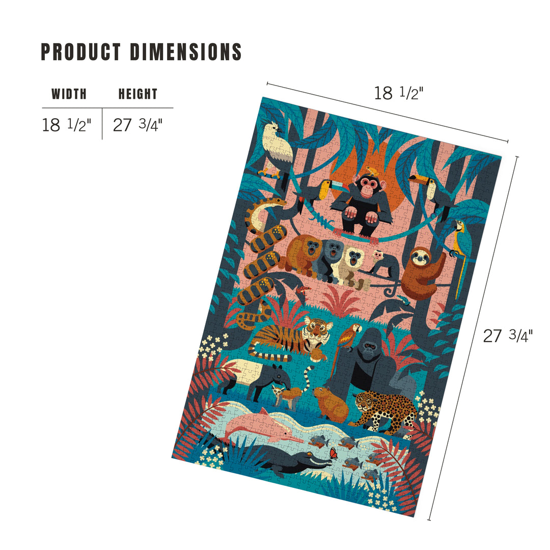 Jungle, Textured Geometric, Jigsaw Puzzle
