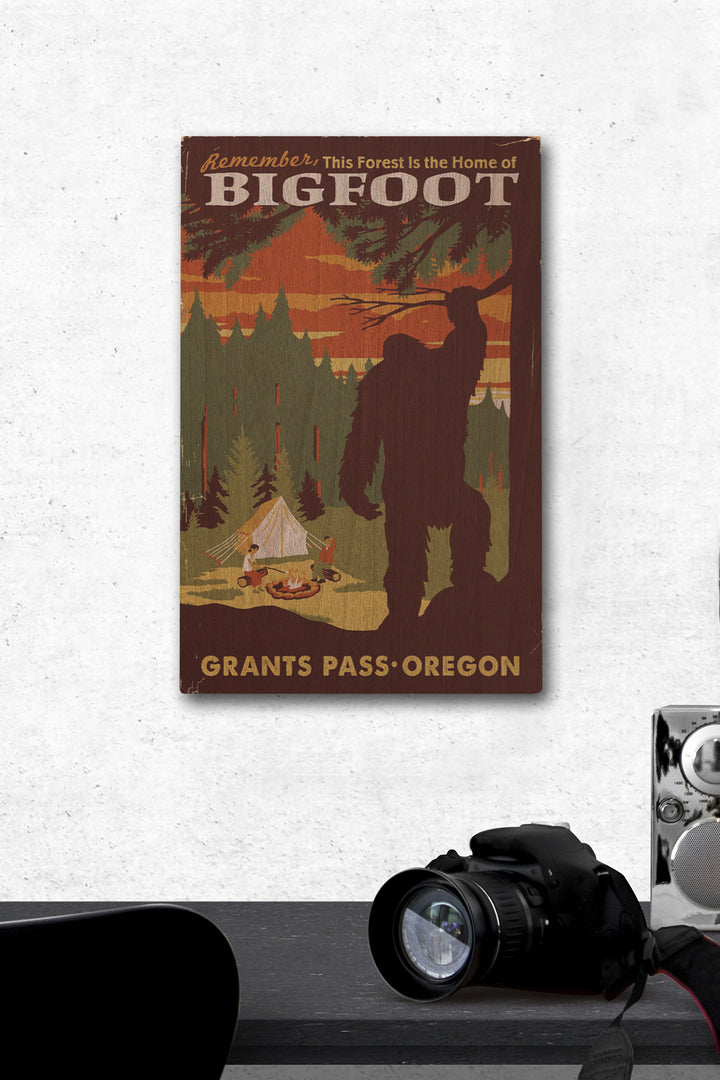 Grants Pass, Oregon, Home of Bigfoot, Lantern Press Artwork, Wood Signs and Postcards