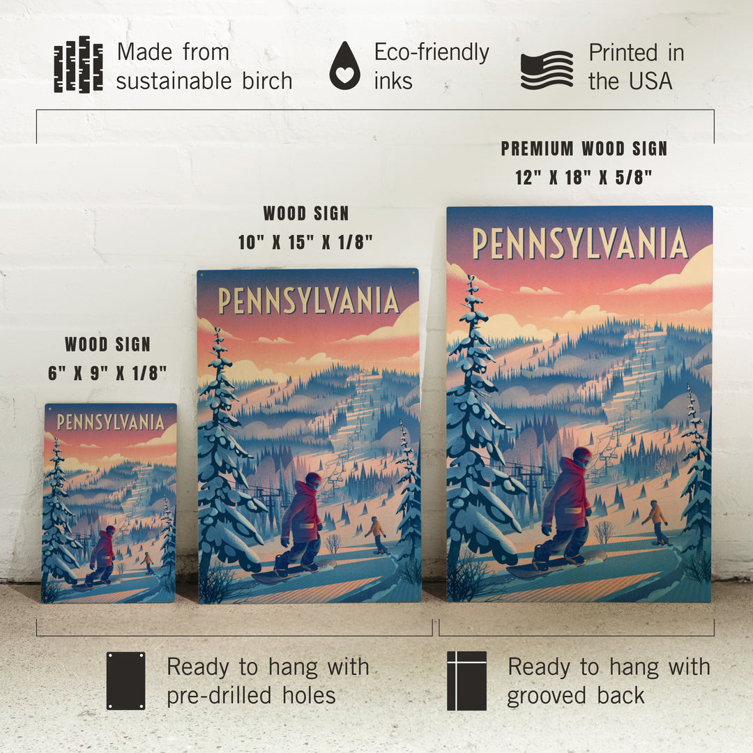 Pennsylvania, Shred the Gnar, Snowboarding, Wood Signs and Postcards