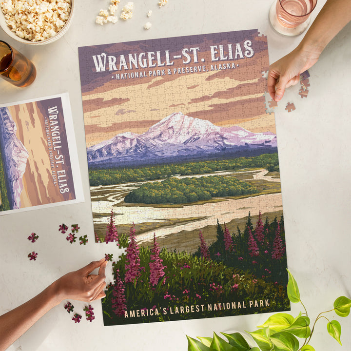 Wrangell-St Elias National Park and Preserve, Alaska, Mount Drum, Painterly, 1000 Piece Jigsaw Puzzle