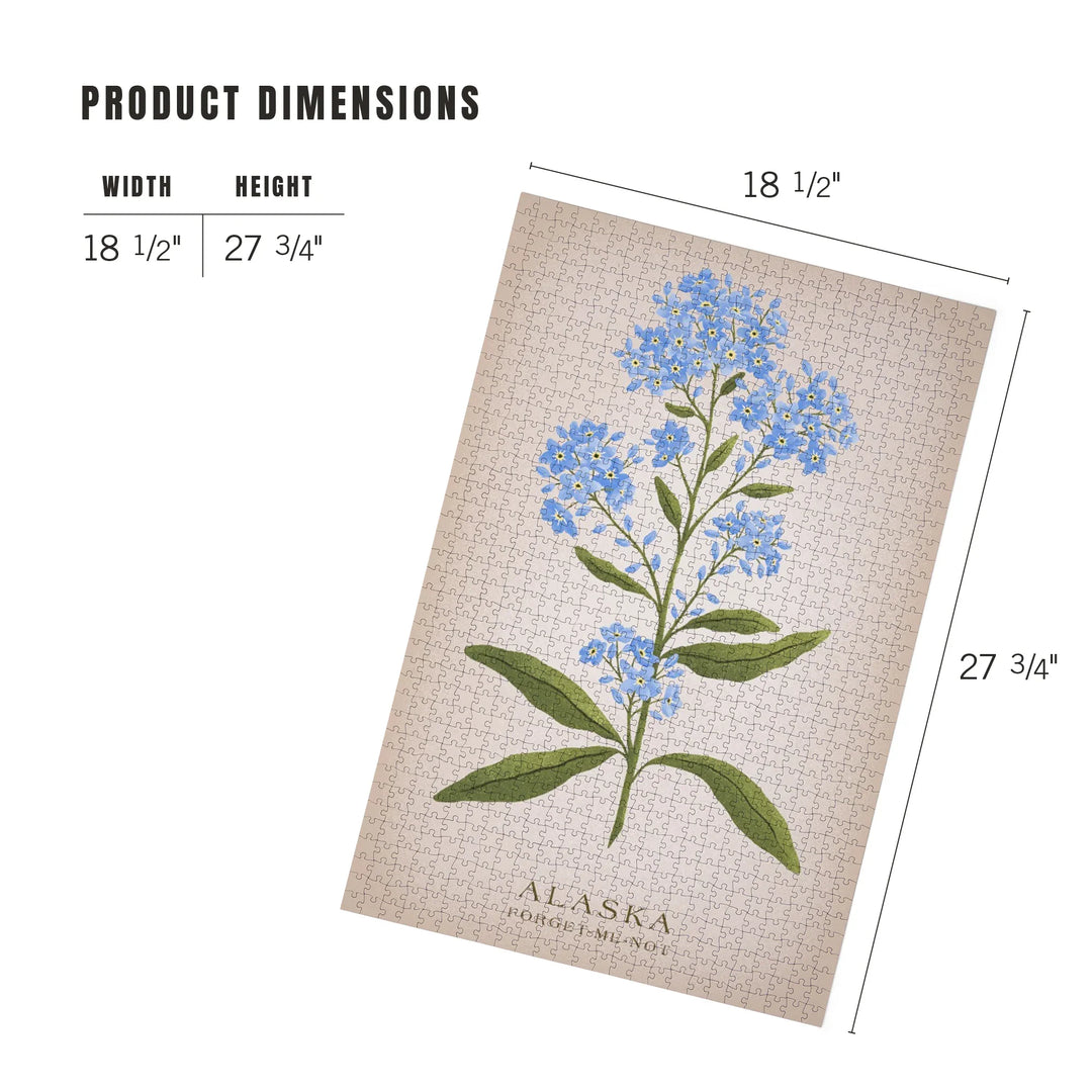 Alaska, Forget-Me-Not, Vintage Flora, State Series, 1000 Piece Jigsaw Puzzle