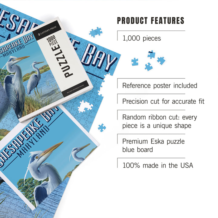 Chesapeake Bay, Maryland, Blue Heron, Jigsaw Puzzle