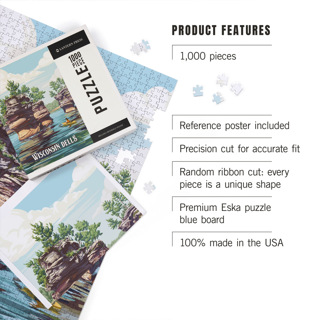 Wisconsin Dells, Haystack Rock, Painterly, 1000 Piece Jigsaw Puzzle