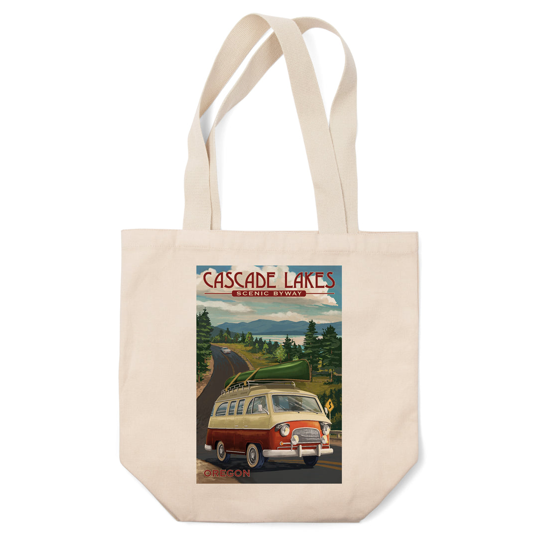 Cascade Lakes Scenic Byway, Oregon, Camper Van, Lantern Press Artwork, Tote Bag