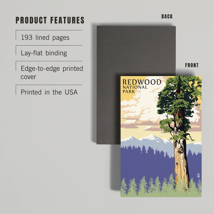 Lined 6x9 Journal, Redwood National Park, California, Towering Redwood, Lay Flat, 193 Pages, FSC paper