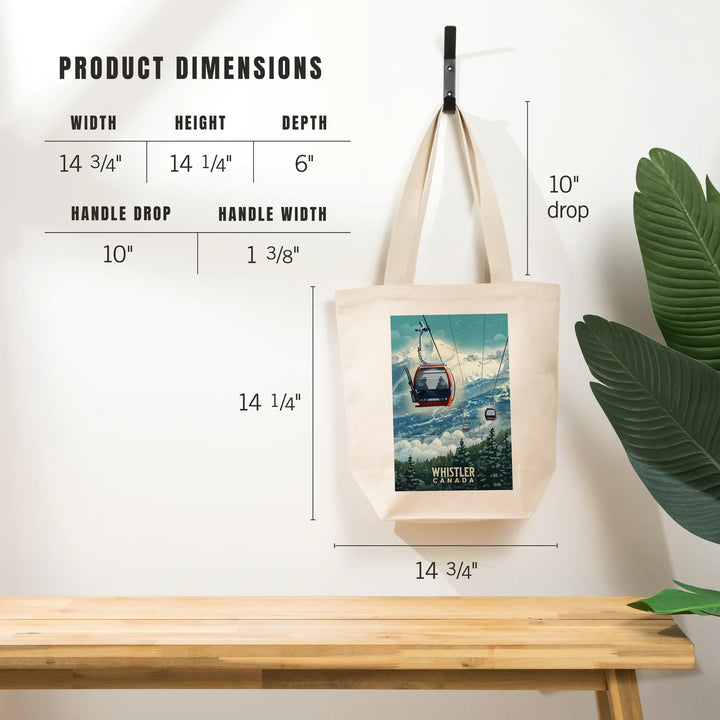 Whistler, British Columbia, Lithograph, Gondola, Tote Bag
