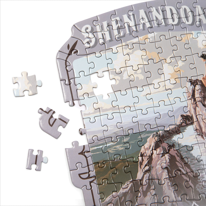 Lantern Press Mini Shaped Adult Jigsaw Puzzle, Protect Our National Parks (Shenandoah)