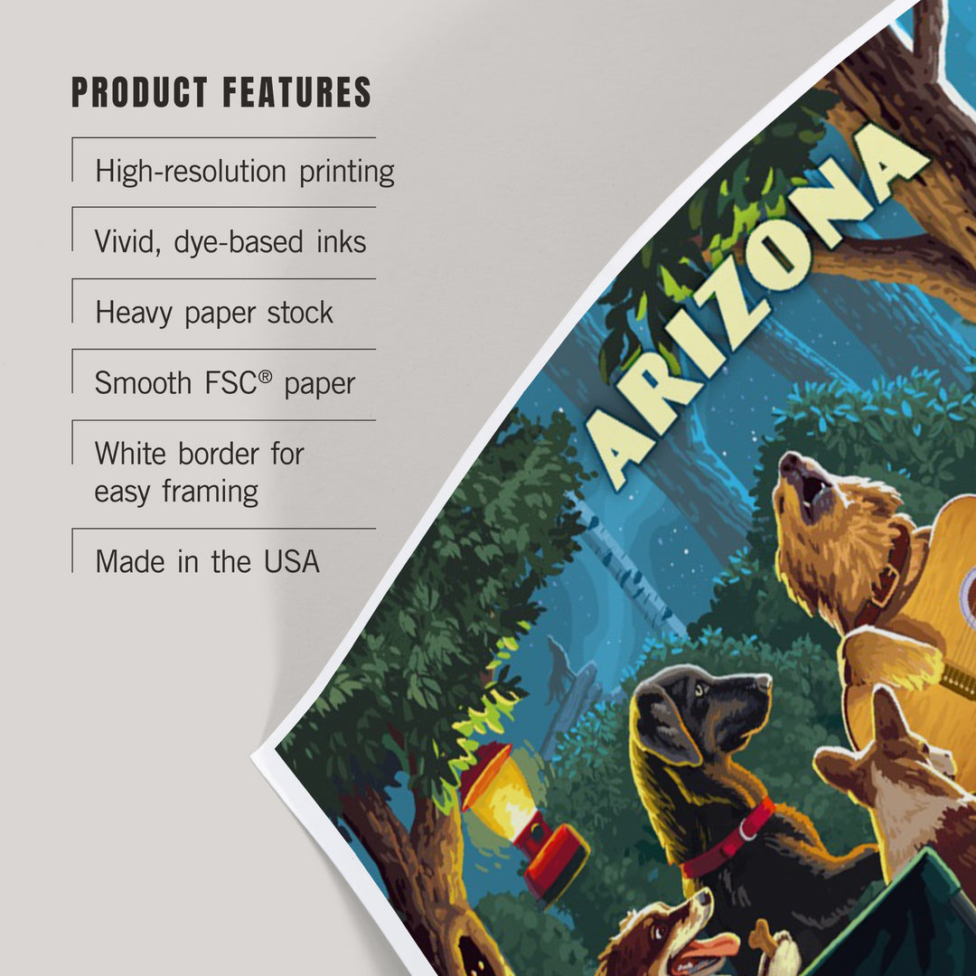 Arizona, Painterly, Pack Life, Dogs Around Campfire, Art & Giclee Prints