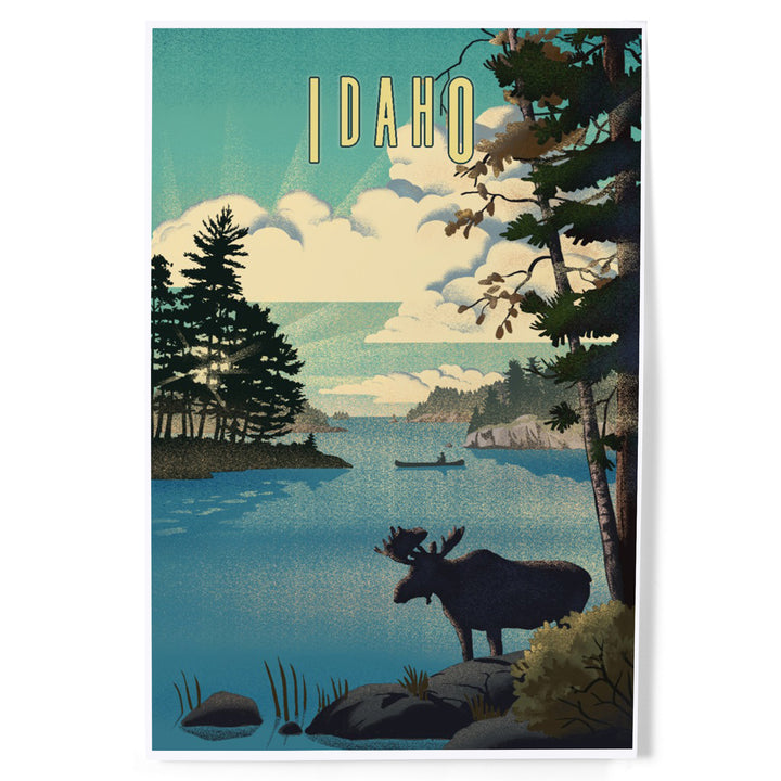 Idaho, Moose and Lake, Lithograph, Art & Giclee Prints