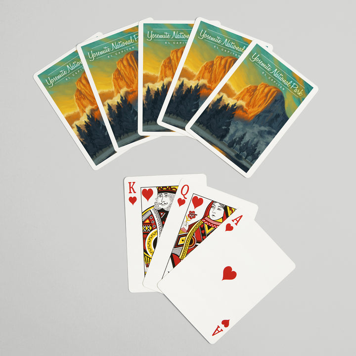 Playing Cards, Yosemite National Park, California, El Capitan, Oil Painting, 52 Card Deck with Jokers in Box, Unique Art