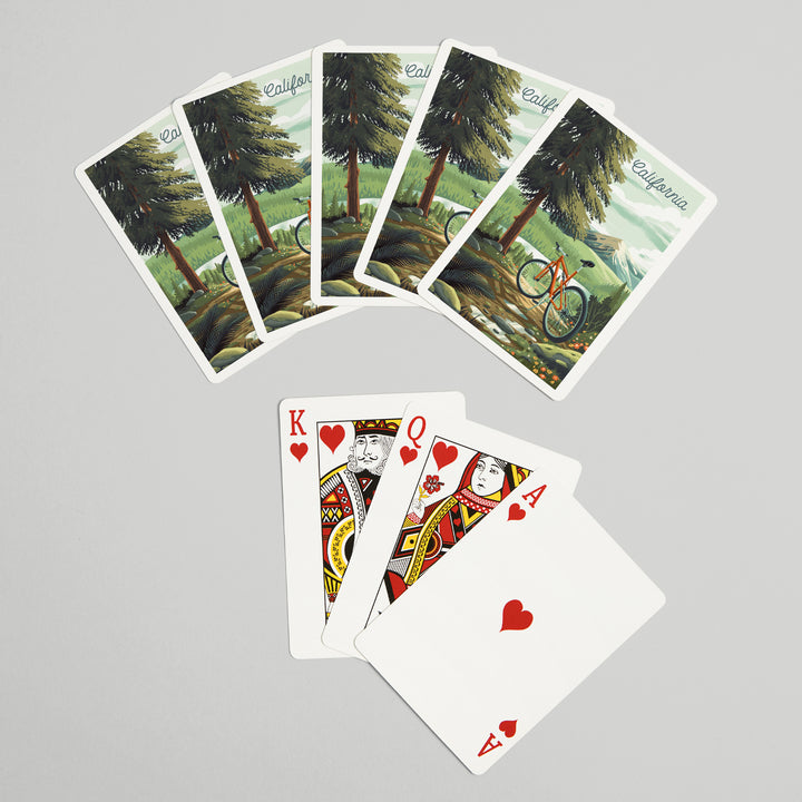 Playing Cards, California, Off To Wonder, Cycling with Mountains, 52 Card Deck with Jokers in Box, Unique Art