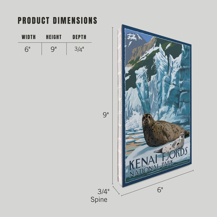 Lined 6x9 Journal, Kenai Fjords National Park, Alaska, Seals and Ice Shelf, Lay Flat, 193 Pages, FSC paper