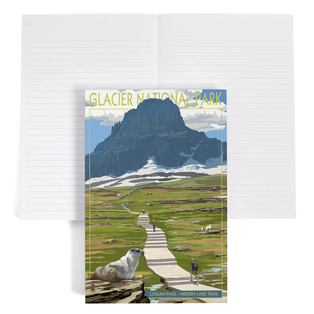 Lined 6x9 Journal, Glacier National Park, Montana, Logan Pass, Lay Flat, 193 Pages, FSC paper