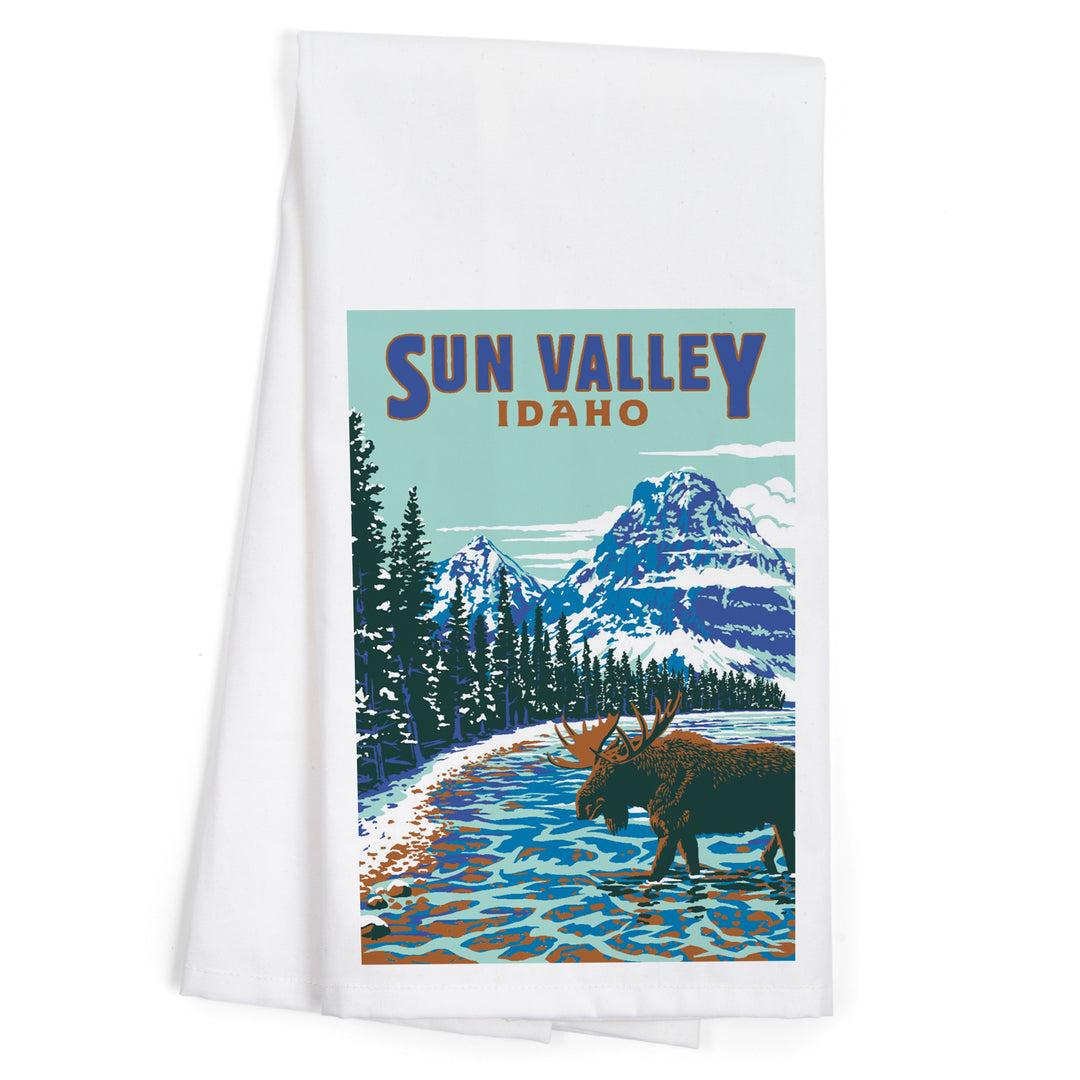 Sun Valley, Idaho, Explorer Series, Blue, Organic Cotton Kitchen Tea Towels