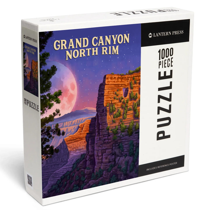 Grand Canyon, North Rim, Oil Painting, Canyon with Supermoon, 1000 Piece Jigsaw Puzzle