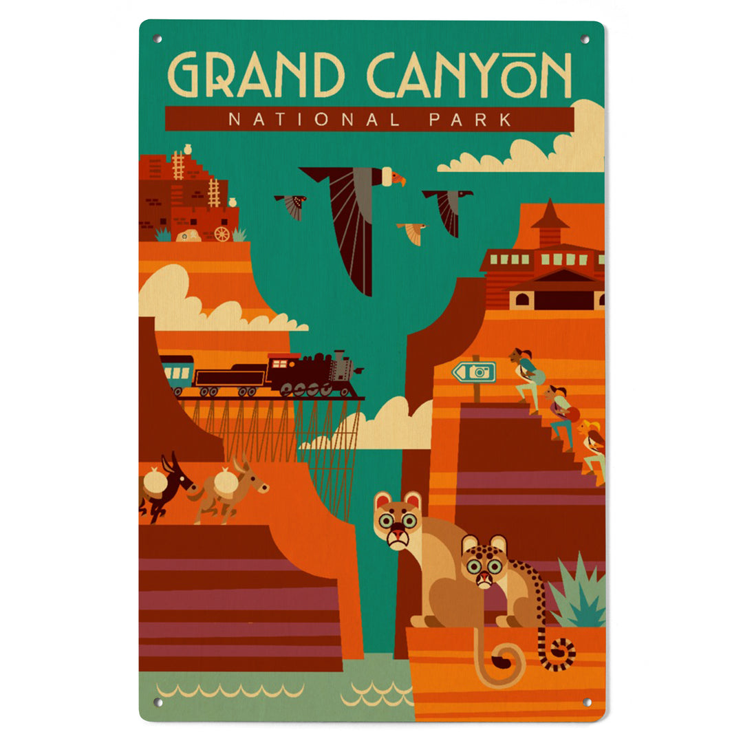 Grand Canyon National Park, Arizona, Geometric, Simple Day Scene, Wood Signs and Postcards