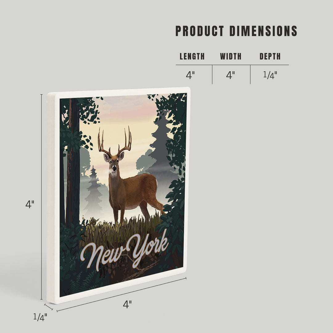 New York, Painterly, Deer and Sunrise, Coasters