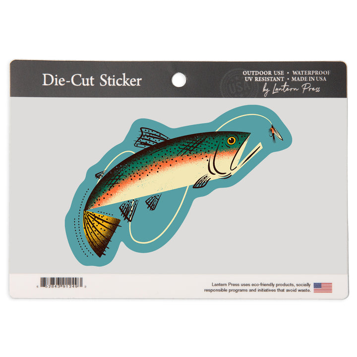 Midcentury, Trout Fishing, Vinyl Sticker
