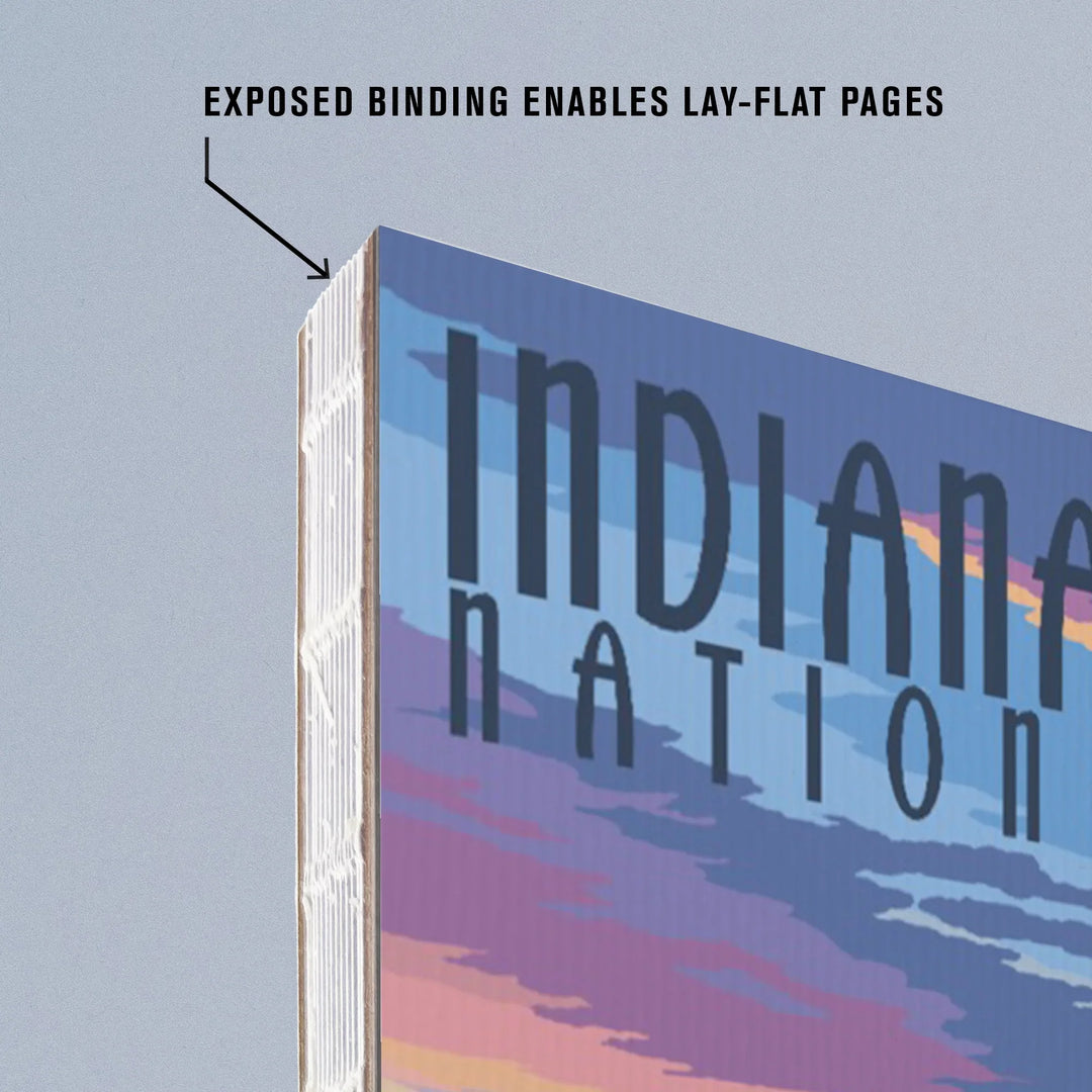 Lined 6x9 Journal, Indiana Dunes National Park, Lake Michigan, Beach Boardwalk Scene, Lay Flat, 193 Pages, FSC paper