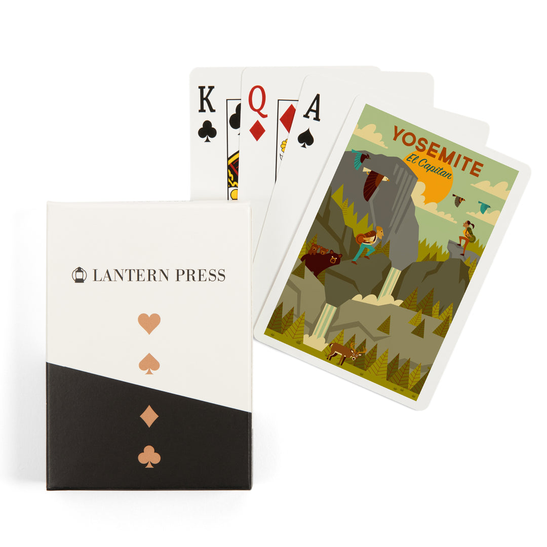 Playing Cards, Yosemite National Park, California, El Capitan, Geometric National Park Series, 52 Card Deck with Jokers in Box, Unique Art