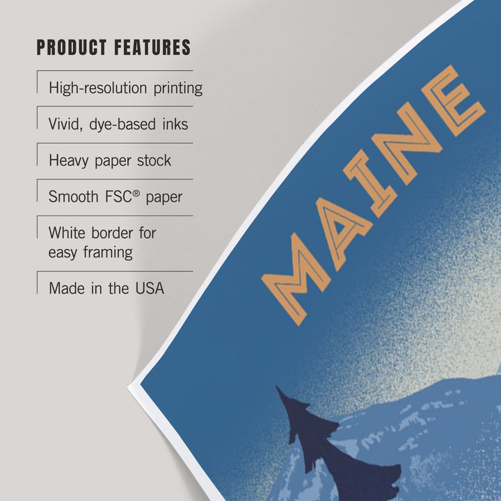 Maine, Lithograph, Elk and Mountains Scene, Art & Giclee Prints