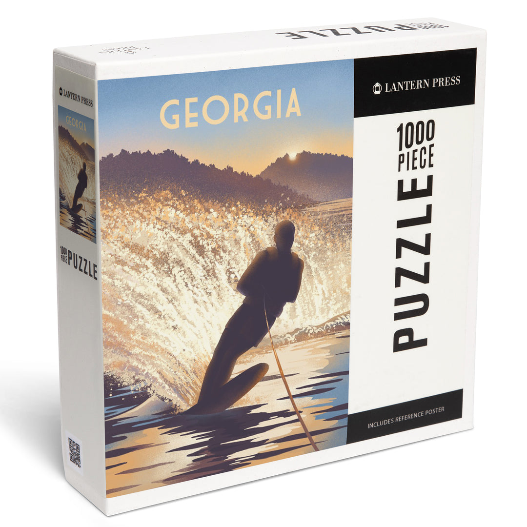 Georgia, Lithograph, Lean Into Adventure, Water Skiing, Jigsaw Puzzle