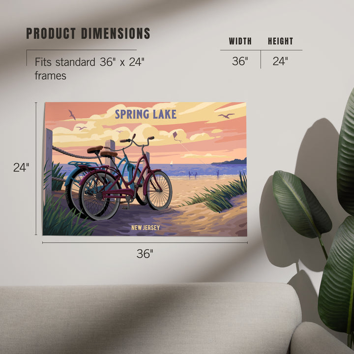 Spring Lake, New Jersey, Painterly, The Beach Is Calling, Beach Bikes art prints, metal signs