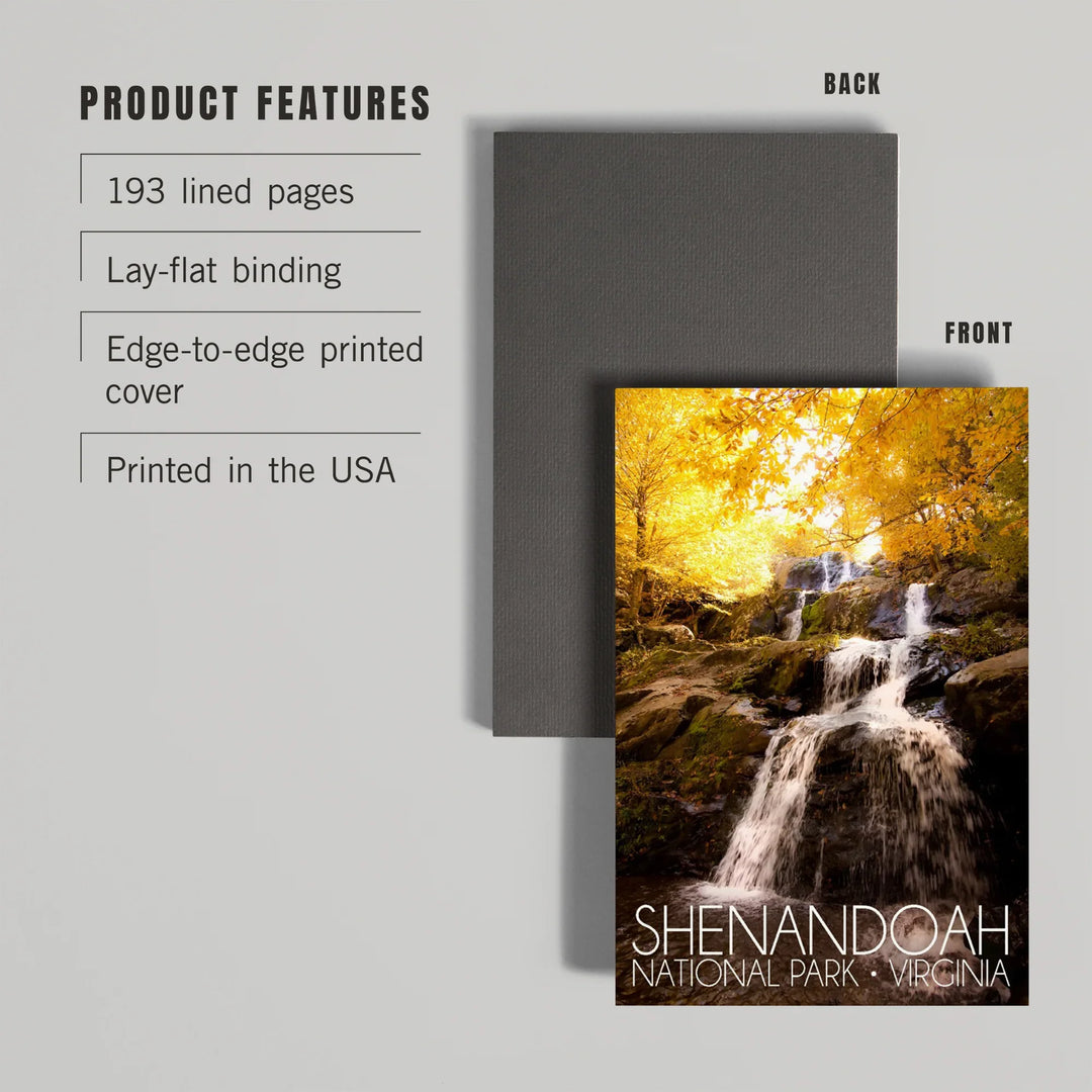 Lined 6x9 Journal, Shenandoah National Park, Virginia, Waterfall in Autumn, Lay Flat, 193 Pages, FSC paper