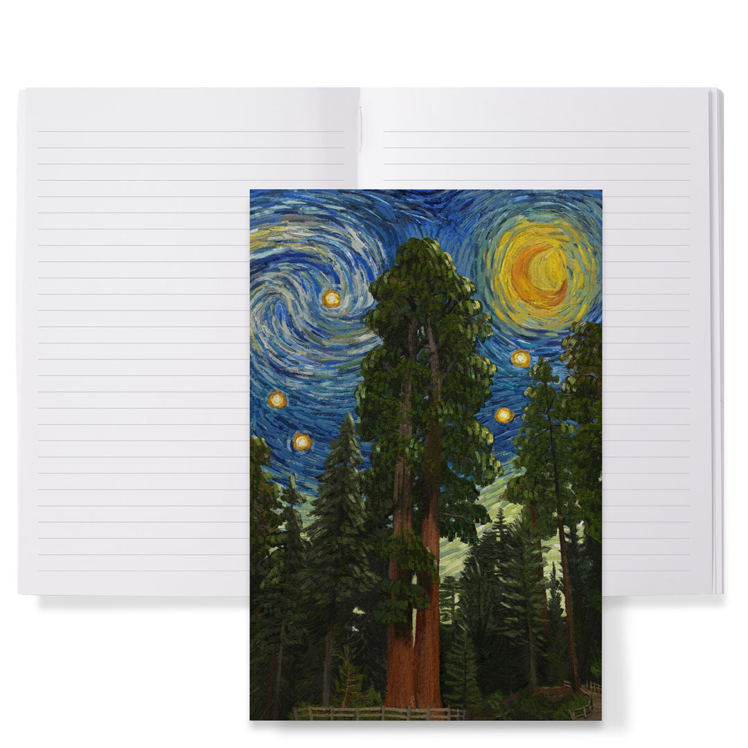 Lined 6x9 Journal, Sequoia National Park, California, Starry Night National Park Series, Lay Flat, 193 Pages, FSC paper