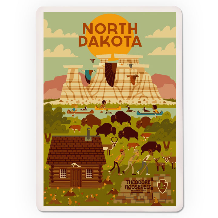 Playing Cards, North Dakota, Theodore Roosevelt National Park, Geometric National Park Series, 52 Card Deck with Jokers in Box, Unique Art
