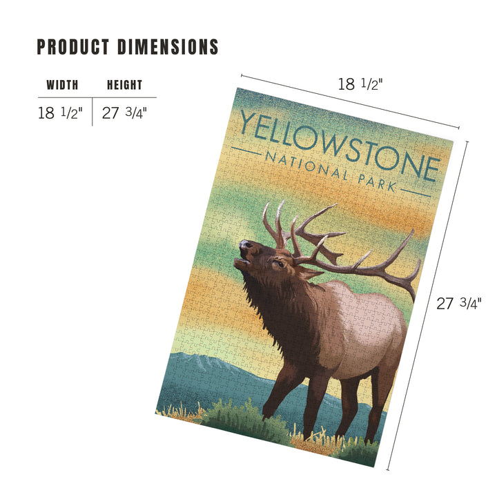 Yellowstone National Park, Elk, Lithograph, Jigsaw Puzzle