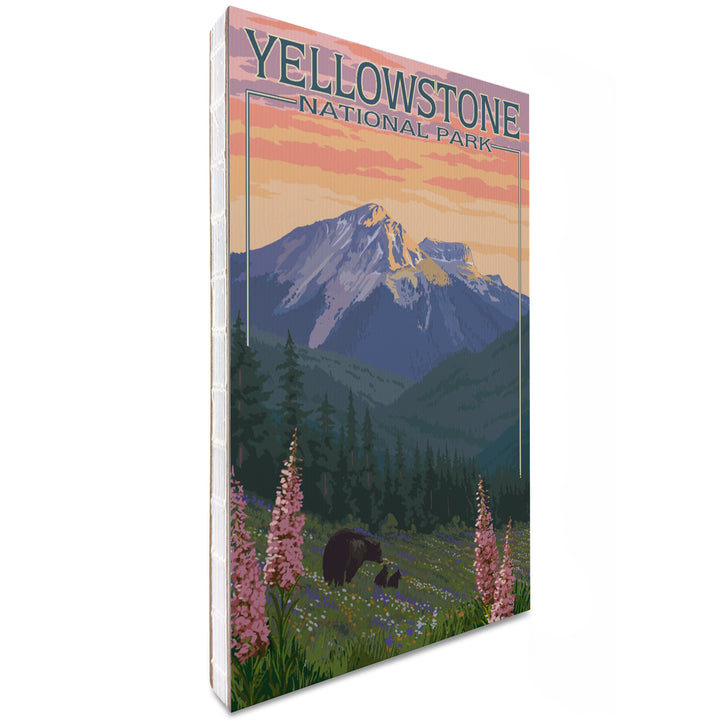 Lined 6x9 Journal, Yellowstone National Park, Bear and Spring Flowers, Lay Flat, 193 Pages, FSC paper