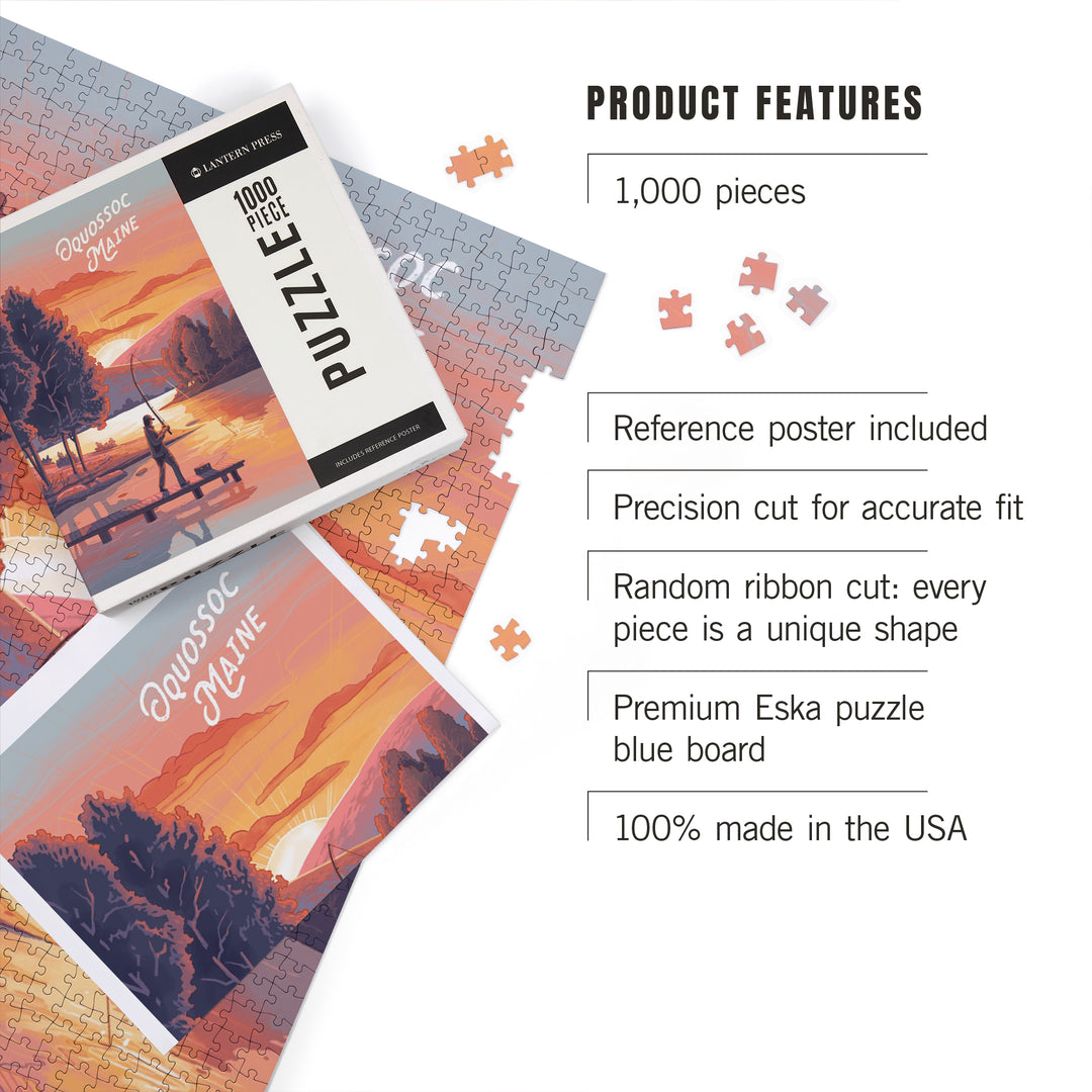 Oquossoc, Maine, This Is Living, Fishing with Hills, 1000 Piece Jigsaw Puzzle