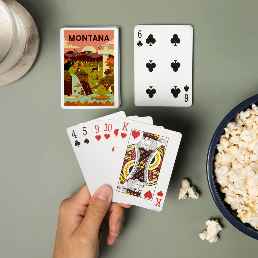 Playing Cards, Montana, Geometric National Park Series, 52 Card Deck with Jokers in Box, Unique Art