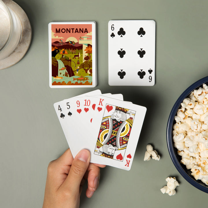 Playing Cards, Montana, Geometric National Park Series, 52 Card Deck with Jokers in Box, Unique Art